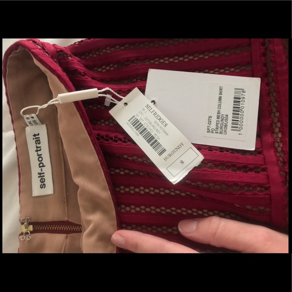 Self Portrait Burgundy Striped Column Top & Skirt - Picture 6 of 8